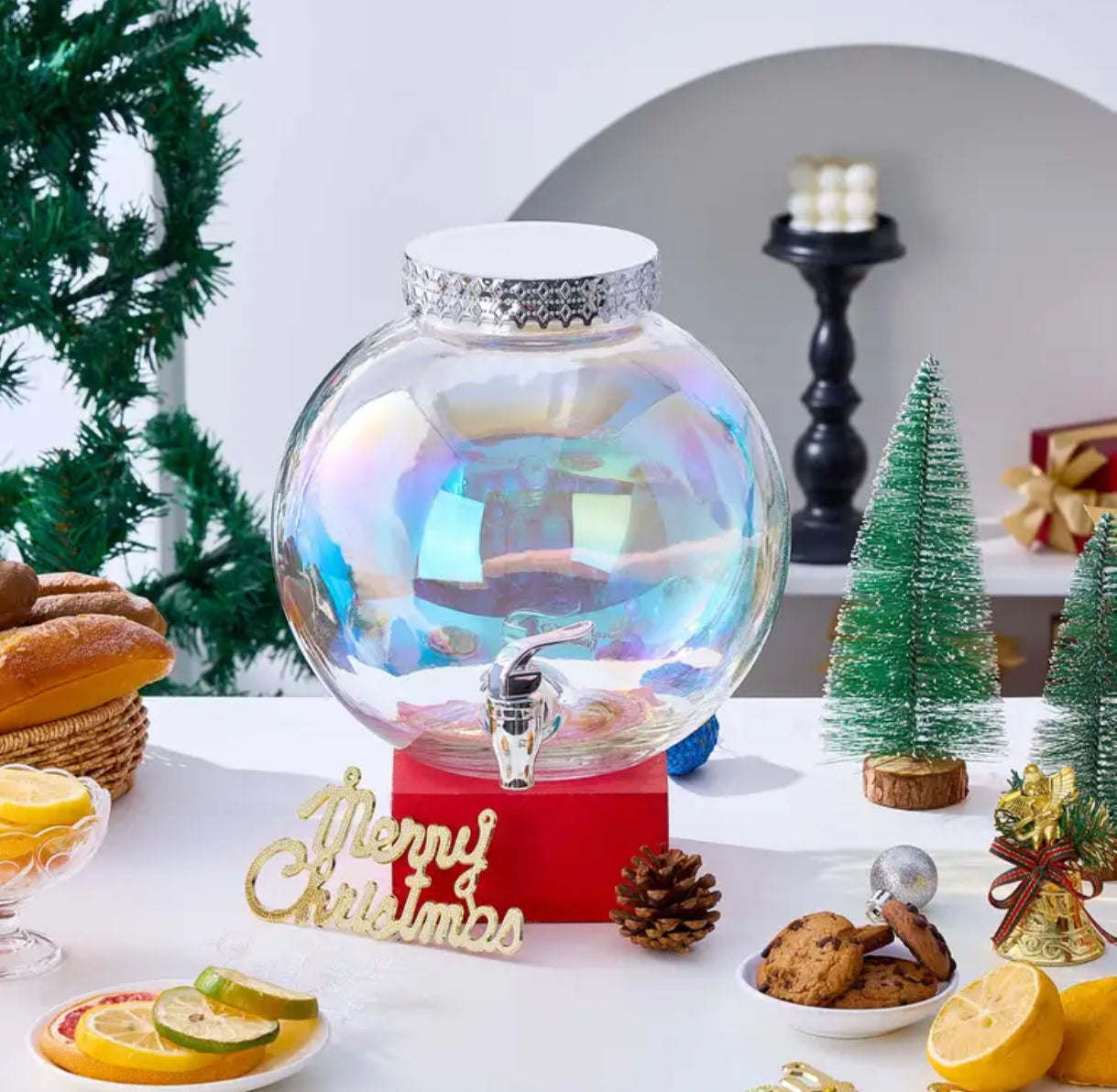 “Holiday Glass Ornament” 1.5-Gallon Beverage Dispenser