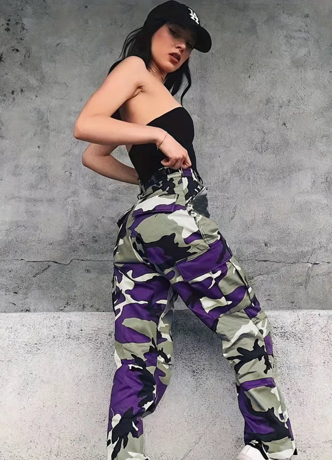 Camouflage Print Cargo Pants, Casual Jogger Pants With Pockets, Women's Clothing