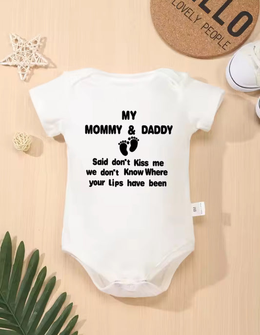 “No Kisses Please” Fun Baby Onesie, Gender Neutral