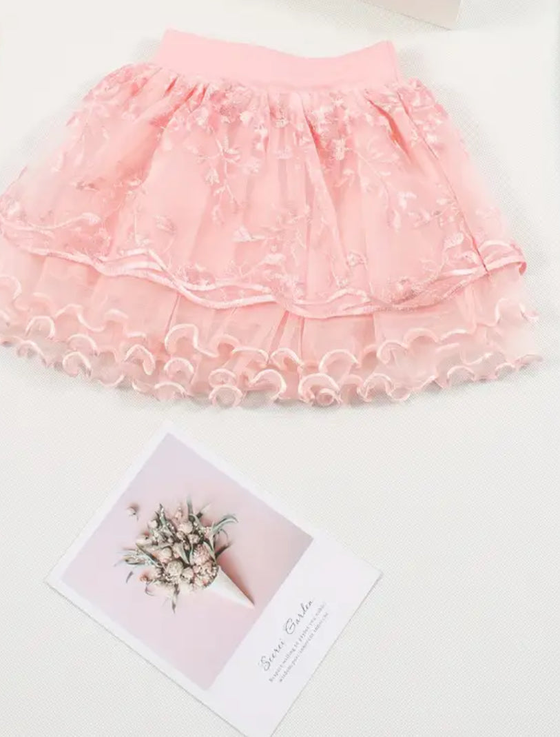 “Tulle Girls” Princess Embroidered Bow Front Skirt🩰