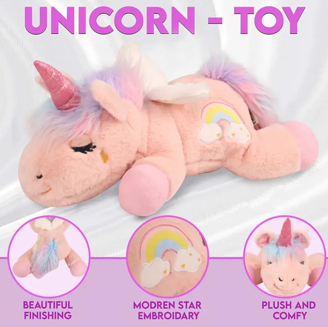 Large Unicorn 🦄 Heartbeat Sleep Companion Plush Dog Toy 🐾