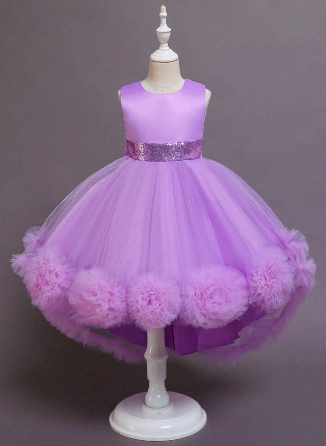 Elegant And Graceful 3D Floral Front, Mesh Puffy Princess Dress