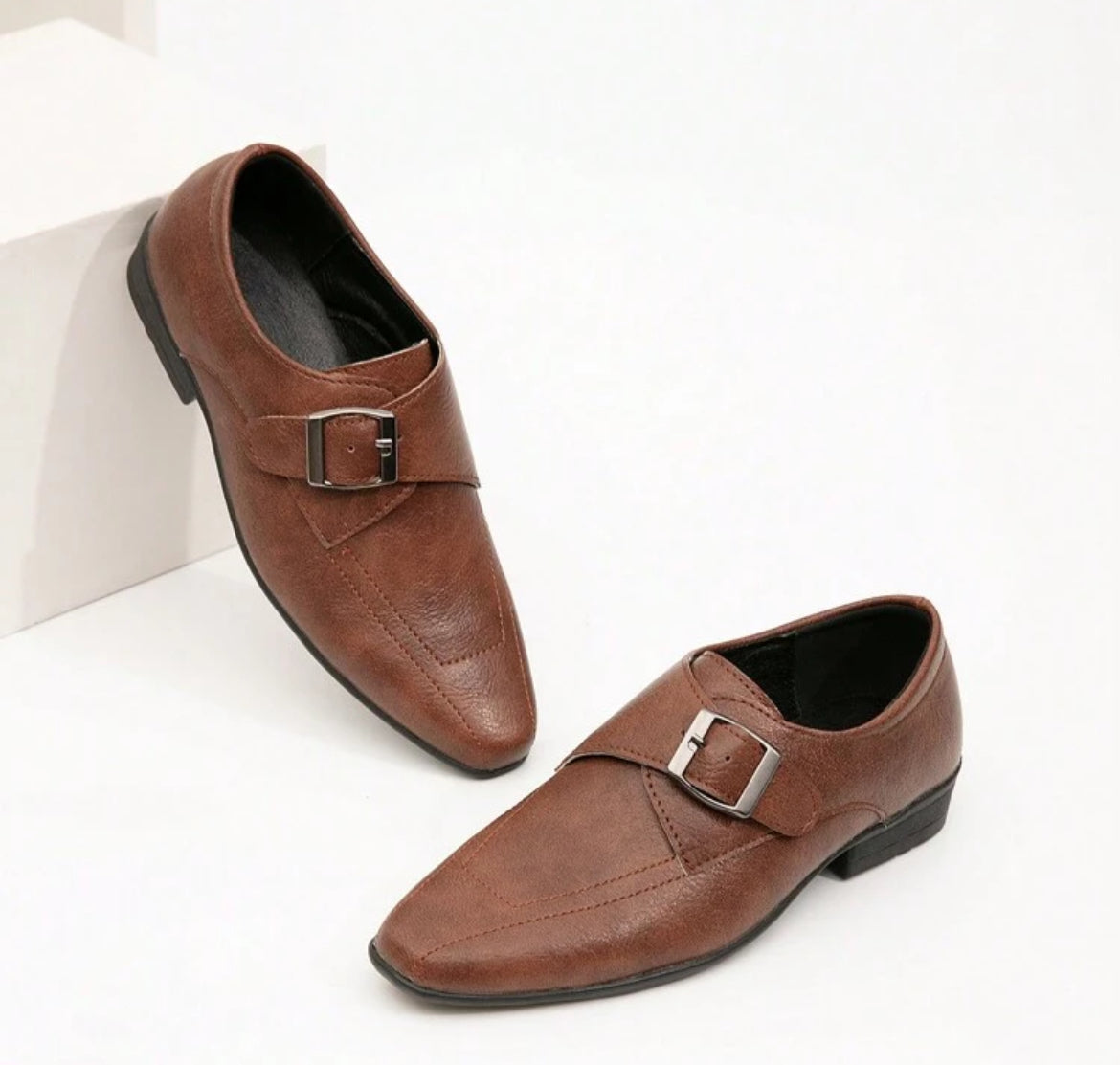 “CEO Boys” Brown Classic Matte Slip-On Leather Shoes