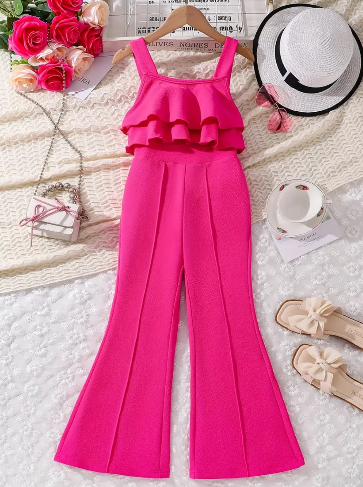 “Elegant Rose” Teens Ruffle Trim Sleeveless Jumpsuit 🌺