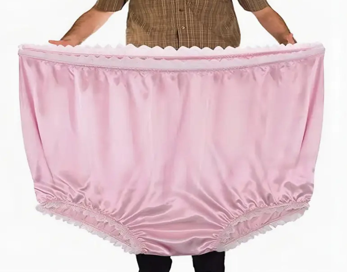 Granny Panties, Novelty Oversized with Leopard Print & Black Lace Trim, Unisex Joke