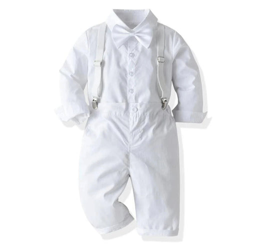 Boy’s Formal Suspenders, Bow Long Sleeve Shirt, Pants Set