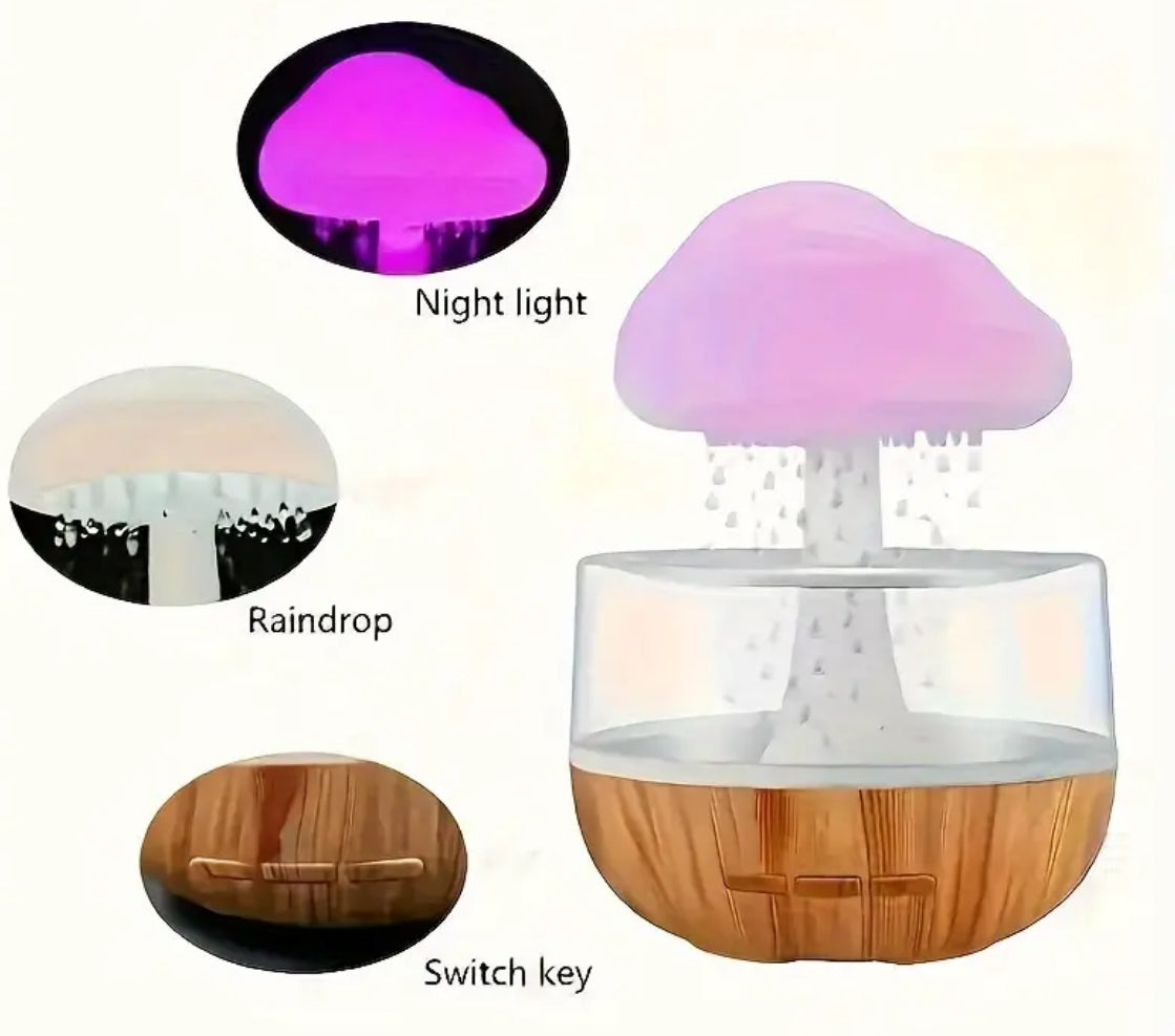 Mushroom Rain Cloud Humidifier with 7-Color LED Night Light