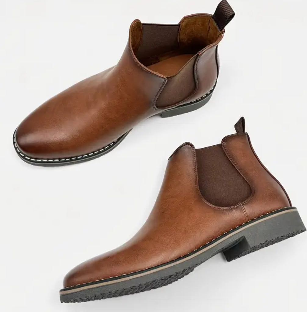 “Bronx” Men’s Chelsea Ankle Boots, Slip-On Design