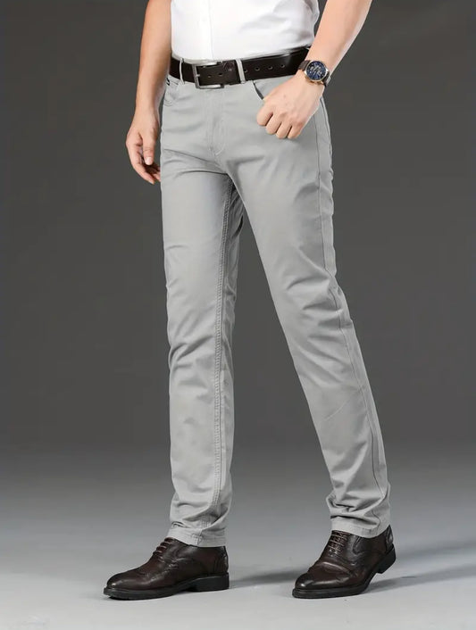 Men’s Solid Color Business Casual Straight Pants