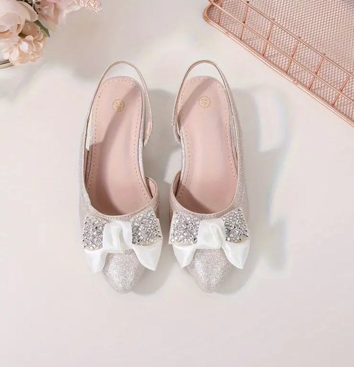 Princess Diana Rhinestone Bowknot High Heel Shoes For Girls