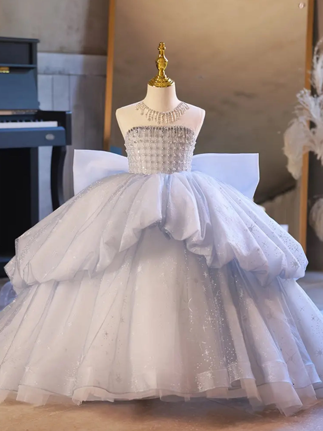 Vestido de princesa para pasarela, pasarela, modelo bandeau para niñas