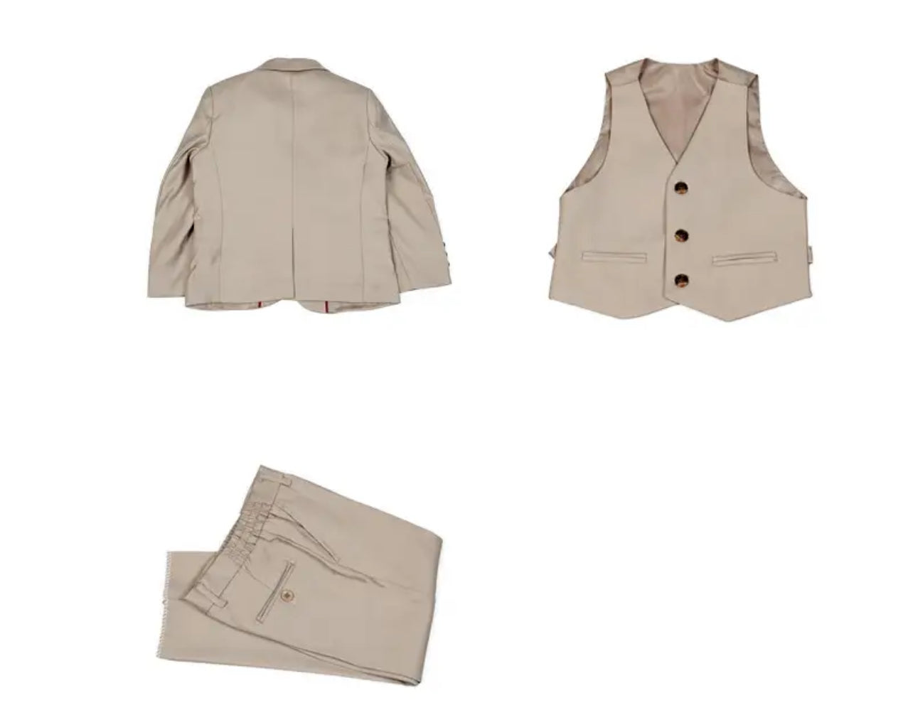 Khaki, Formal Suit for Boys, 3Pcs, Coat Vest Pants