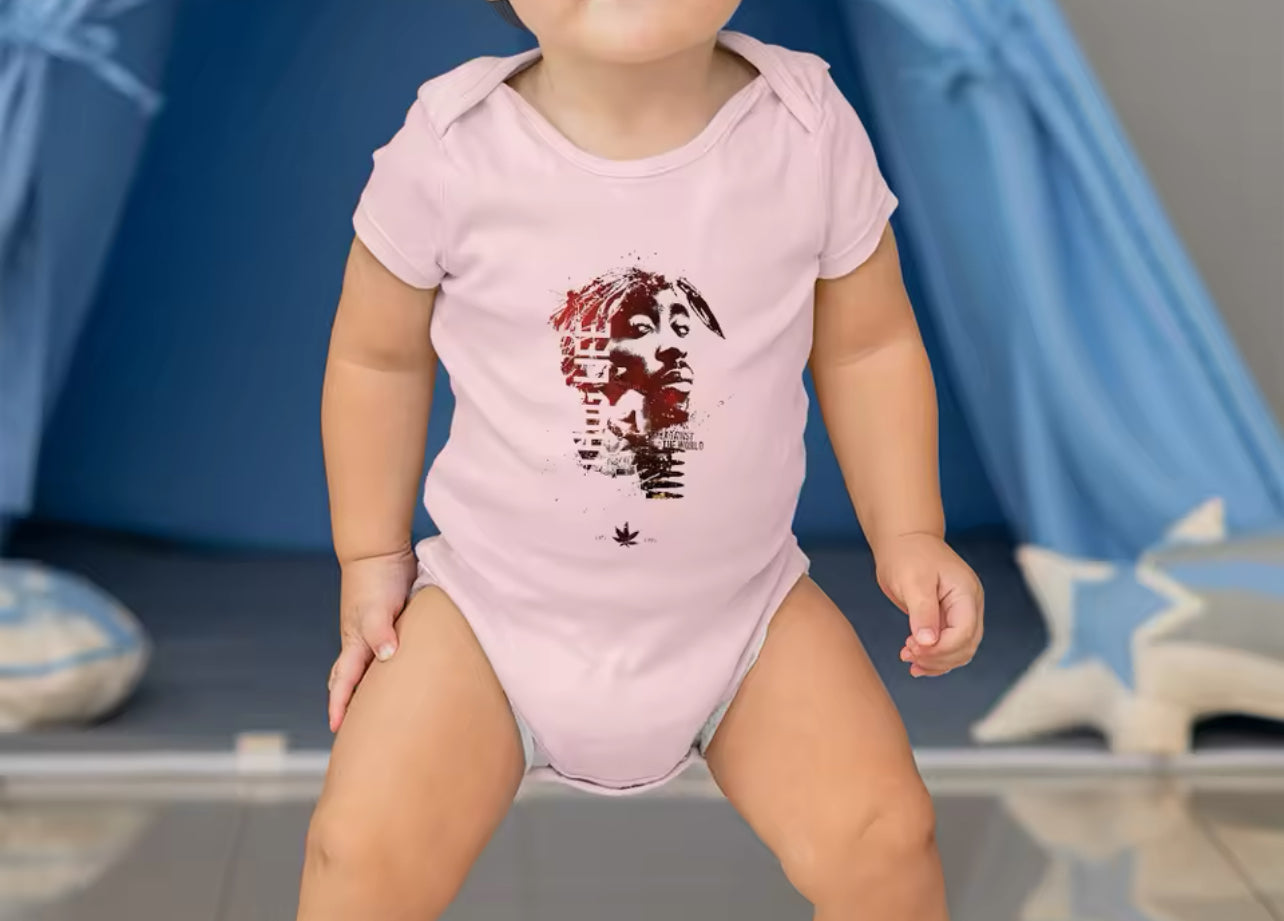 Reperi "Tupac" Pop Art me ngjyra të lehta, Hipster Infant Onesie, një pjesë