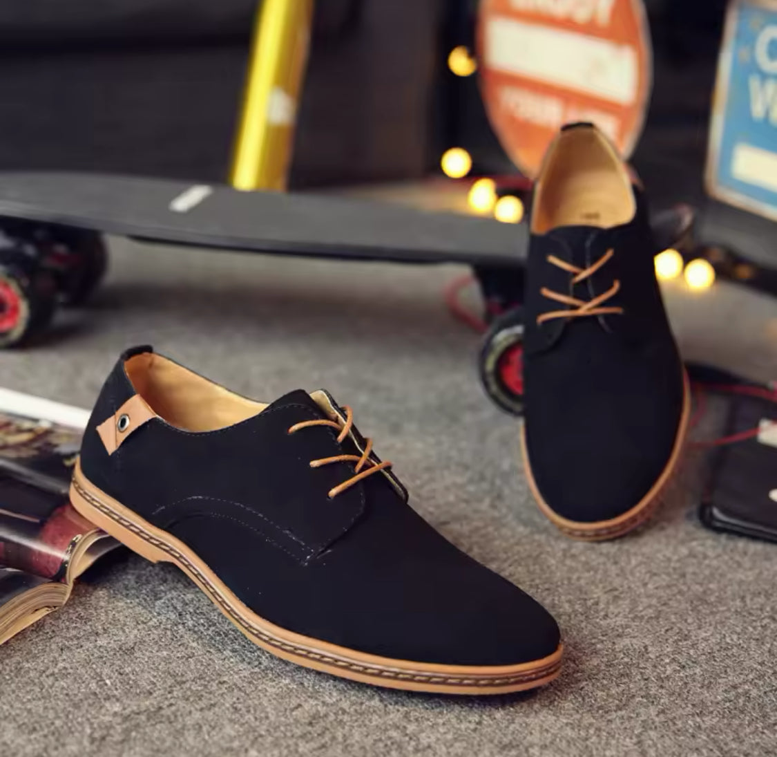 Zapatos de vestir clásicos Oxford de piel de ante para hombre