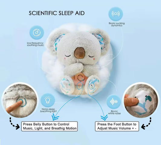 “Sleepy Koala Buddy” Multifunction Plush Toy for Baby Sleep Soothing, White Noise Companion