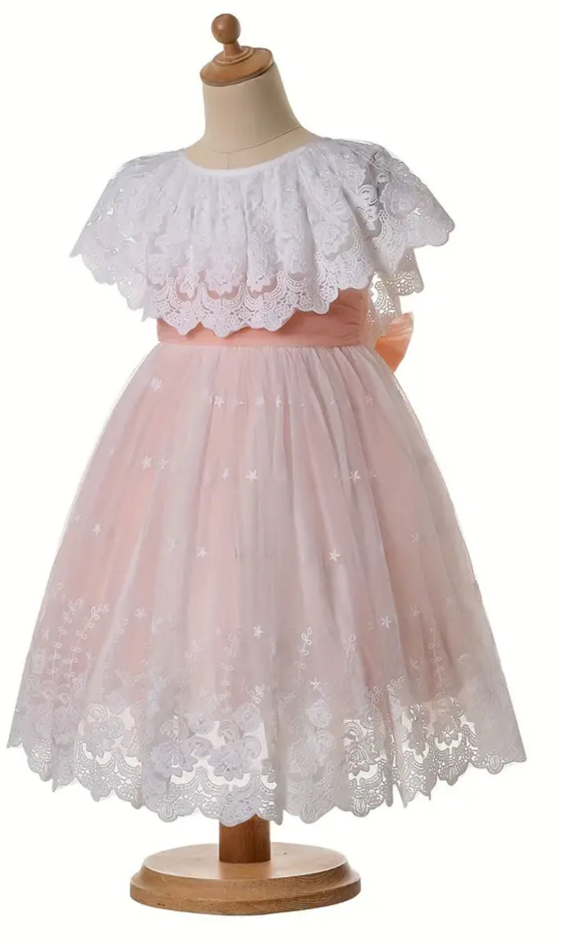 “Pink Lace & Ruffles” Girls, Nostalgic Elegant Dress