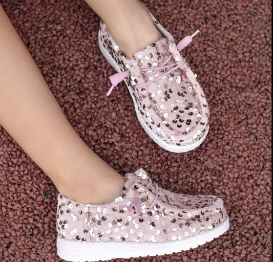 “Sparkly” Sequin Low Top Sneakers For Girls