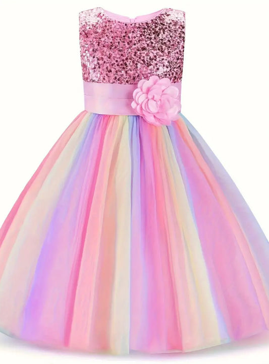 Little Girl's Sequin Rainbow Dress