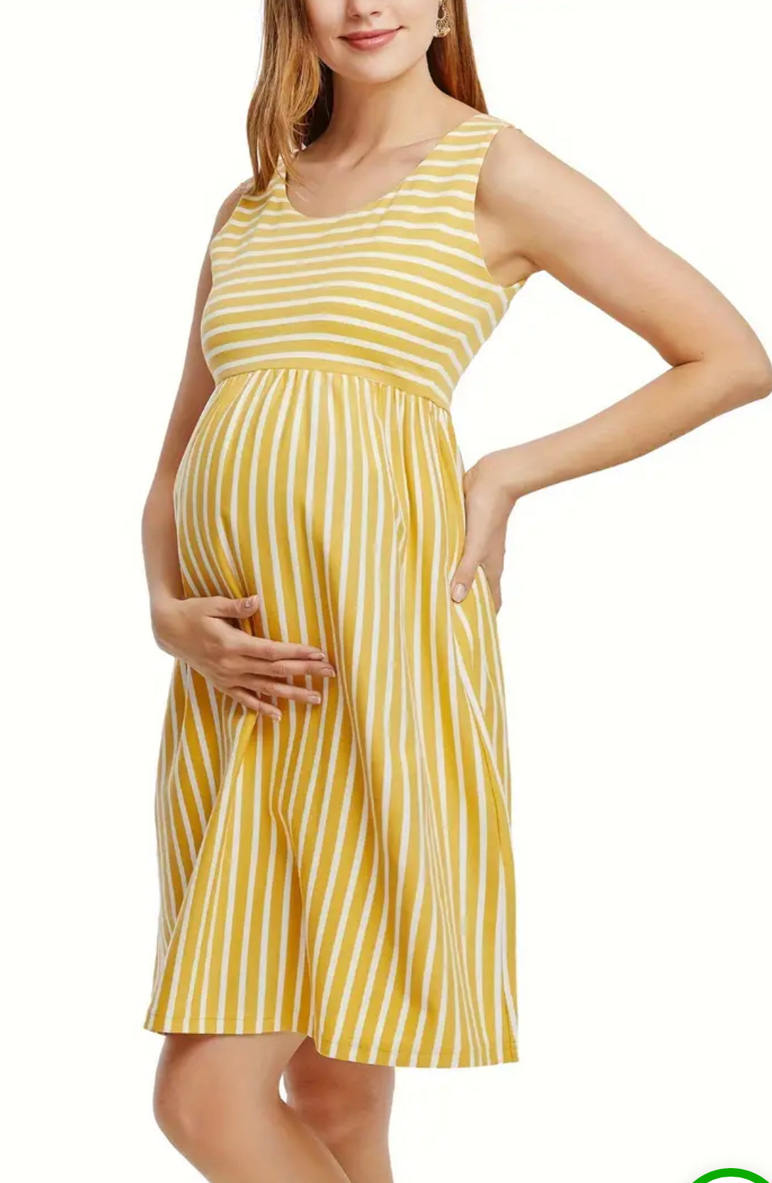 Vestido de maternidad para mujer, con tirantes finos y diseño de rayas en bloques de color