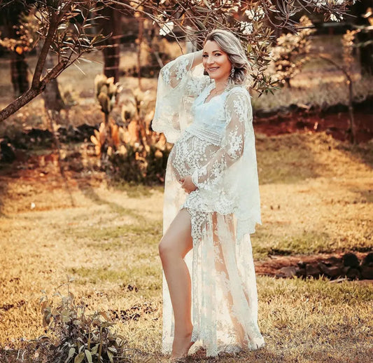 Bohemian Off White, Lace Maternity Photoshoot Dress