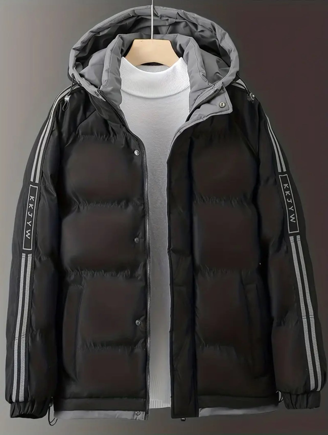 Classic Design Warm Hooded, Casual Zip Up Jacket