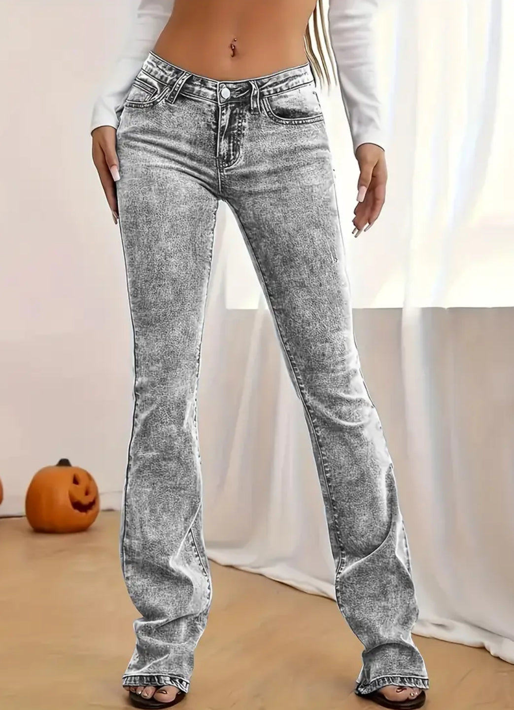 ‘Vintage Washed’ Long Length Skinny Flare Jeans | Women’s