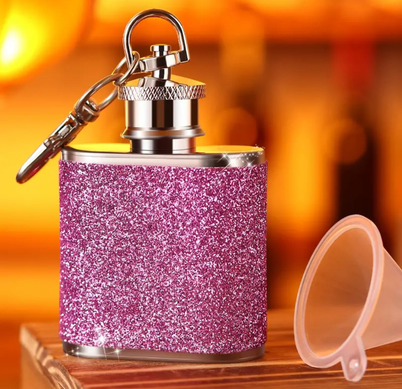 1PC, Purple Glitter Portable Stainless Steel Carry-on Flask, 1oz