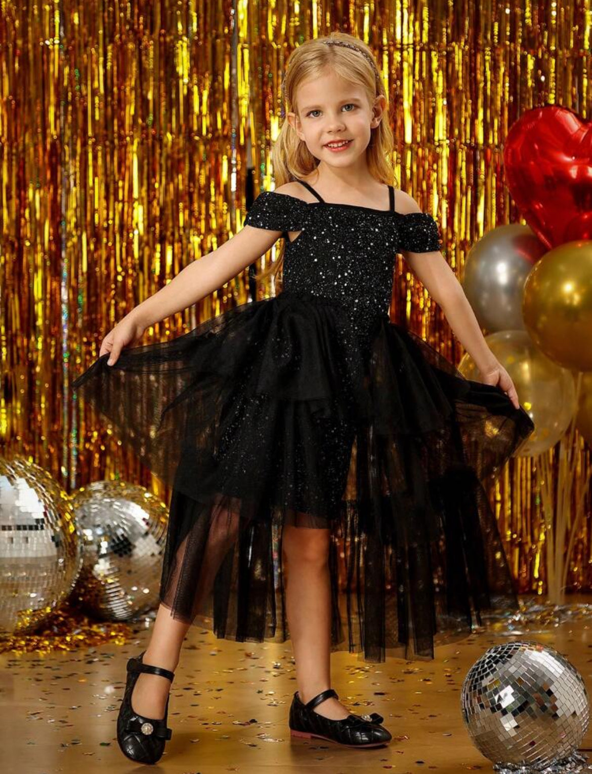 Luxurious “Midnight”  Tulle 🖤 Layered Princess Dress, Youth