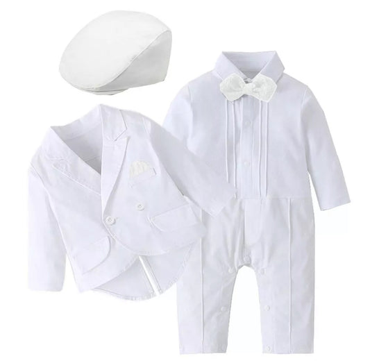 Hat Suit, Baby Boys Formal Romper with Bow Coat