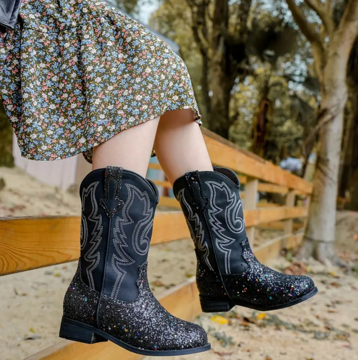 “Shiny Sequin” Girls, Cowgirl Boots