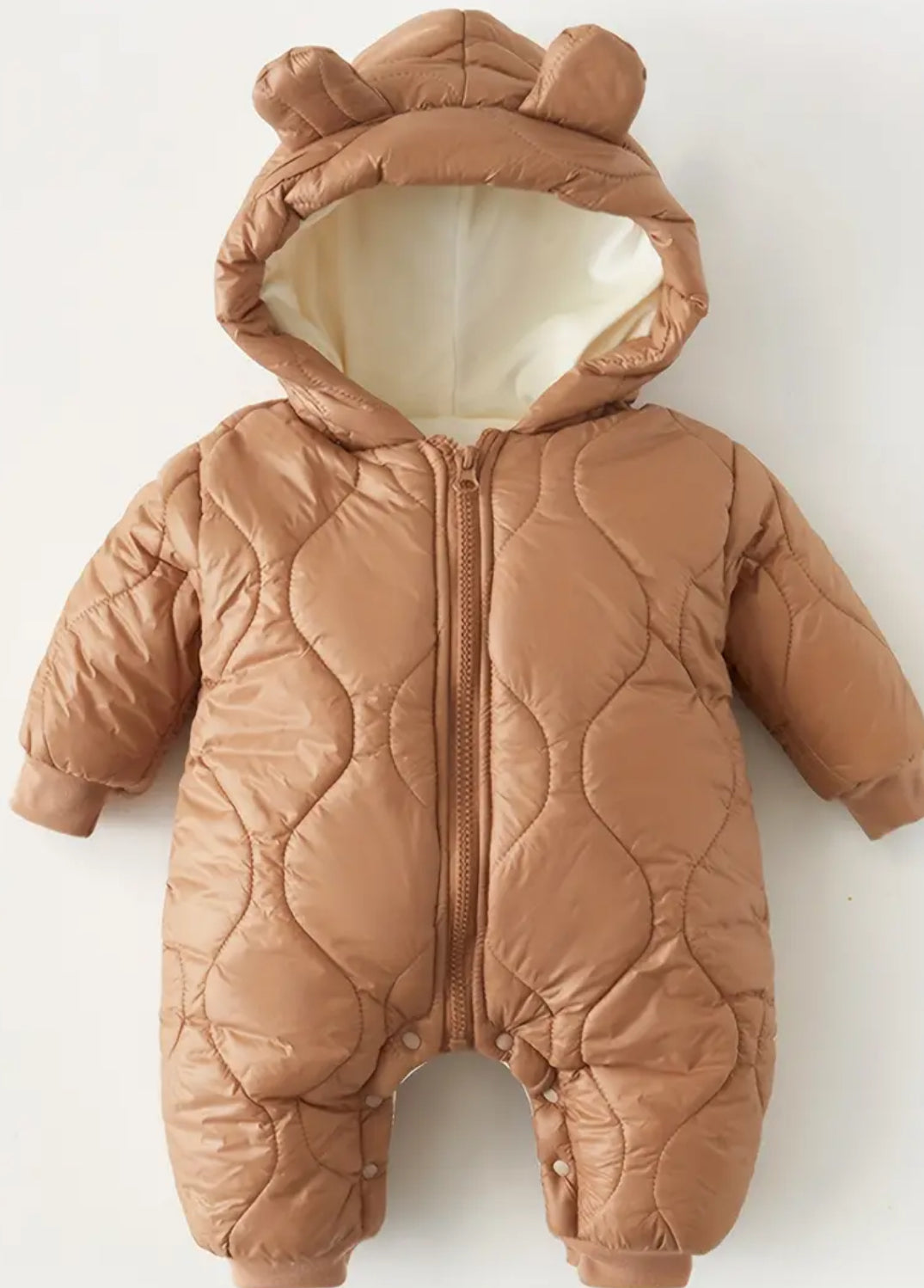 “Cozy Babies” Nylon-Polyester Blend Hooded Onesie, Hand Washable, Perfect for Outdoor