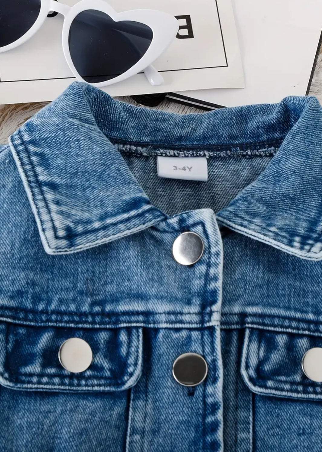 “Chic Denim” Vest Jacket and Ribbed Cami Dress 2-Piece Set, 1-8Yrs