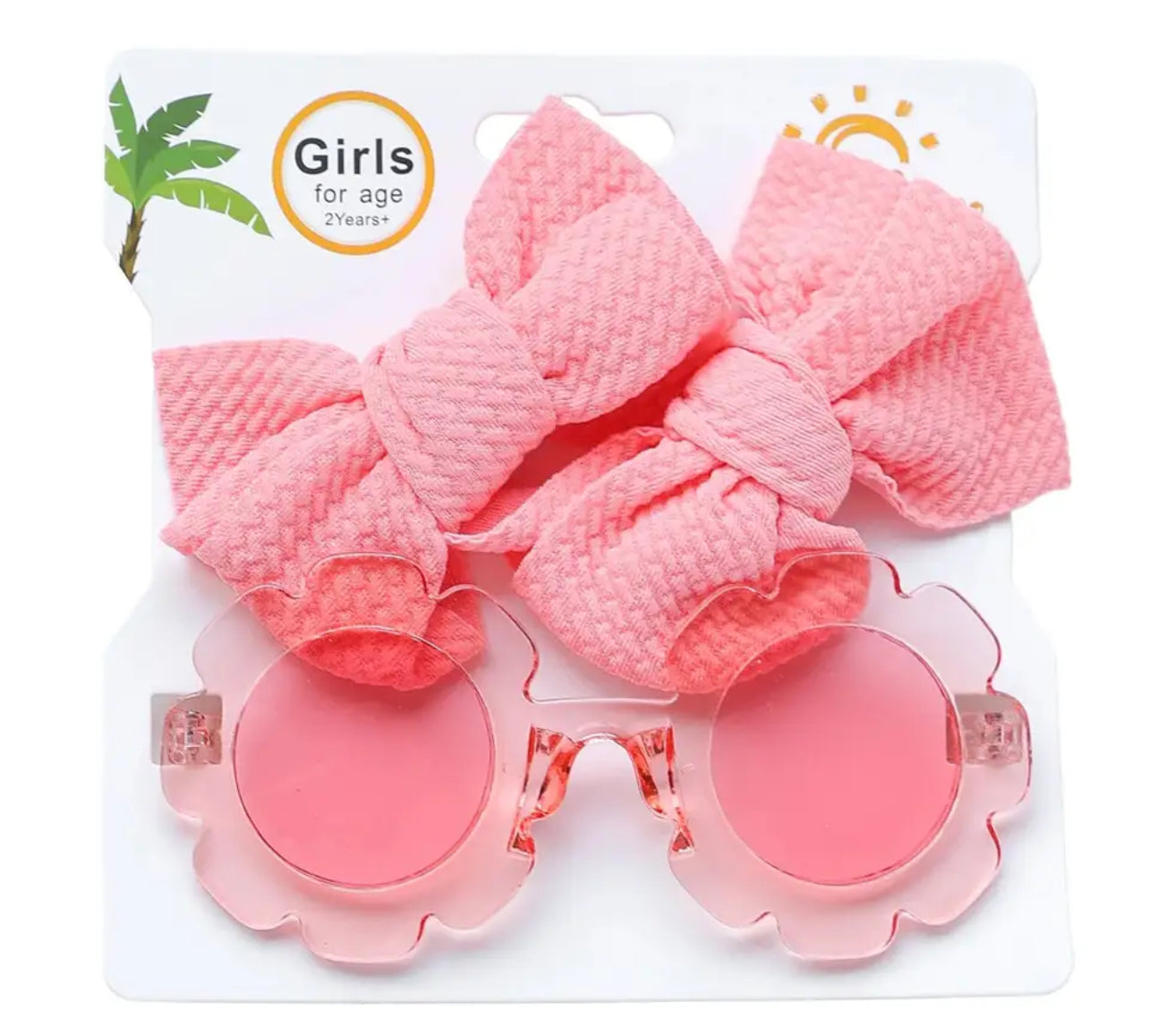 Conjunto de gafas de sol y lazo para el pelo para niña, protección ocular contra los rayos UV