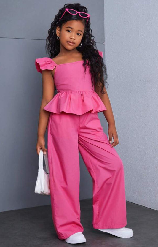 “Pink Elegance” Cap Sleeve Shirt, Long Pants, Tween Girls 💕