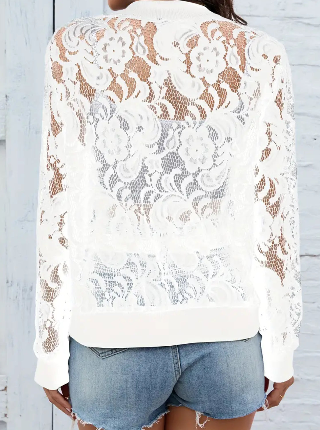 Floral Charm & Lace, Casual Zip Up