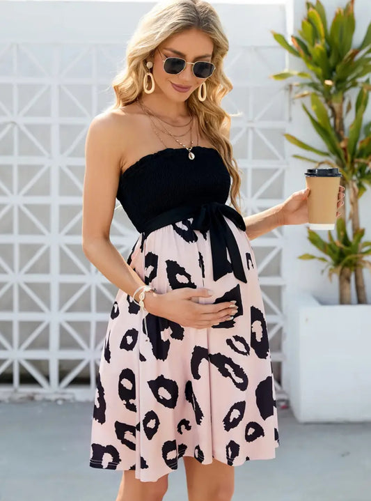 Vestido bohemio de maternidad con hombros descubiertos para mujer