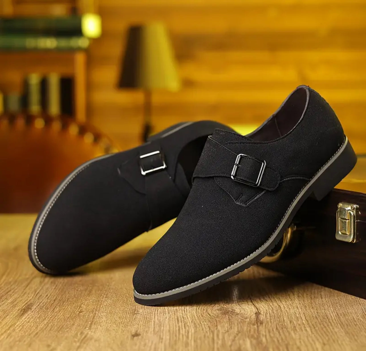 PLUS SIZE Men's Solid Monk Strap Loafers With PU Leather Uppers