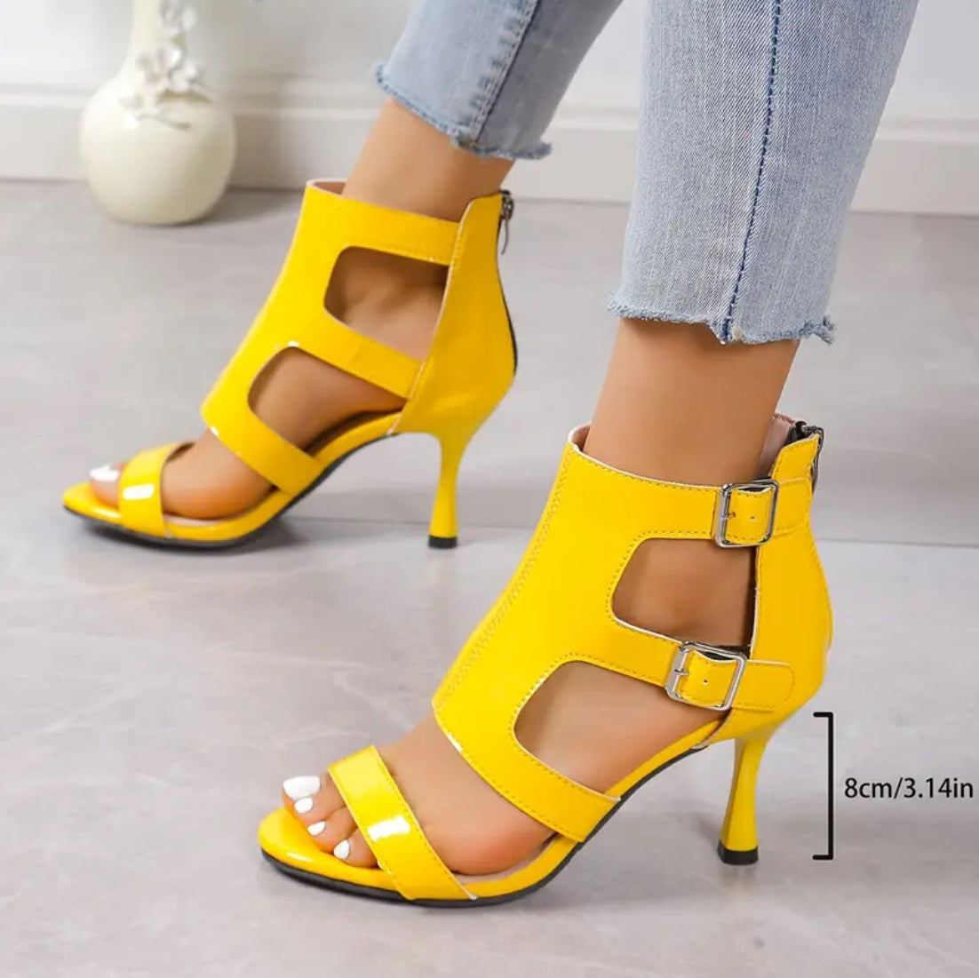 ‘Skittles’ High-top Back Zipper Hollow Out Heels