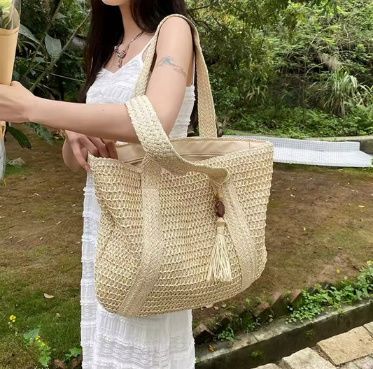 Large Straw Weave Tote Bag