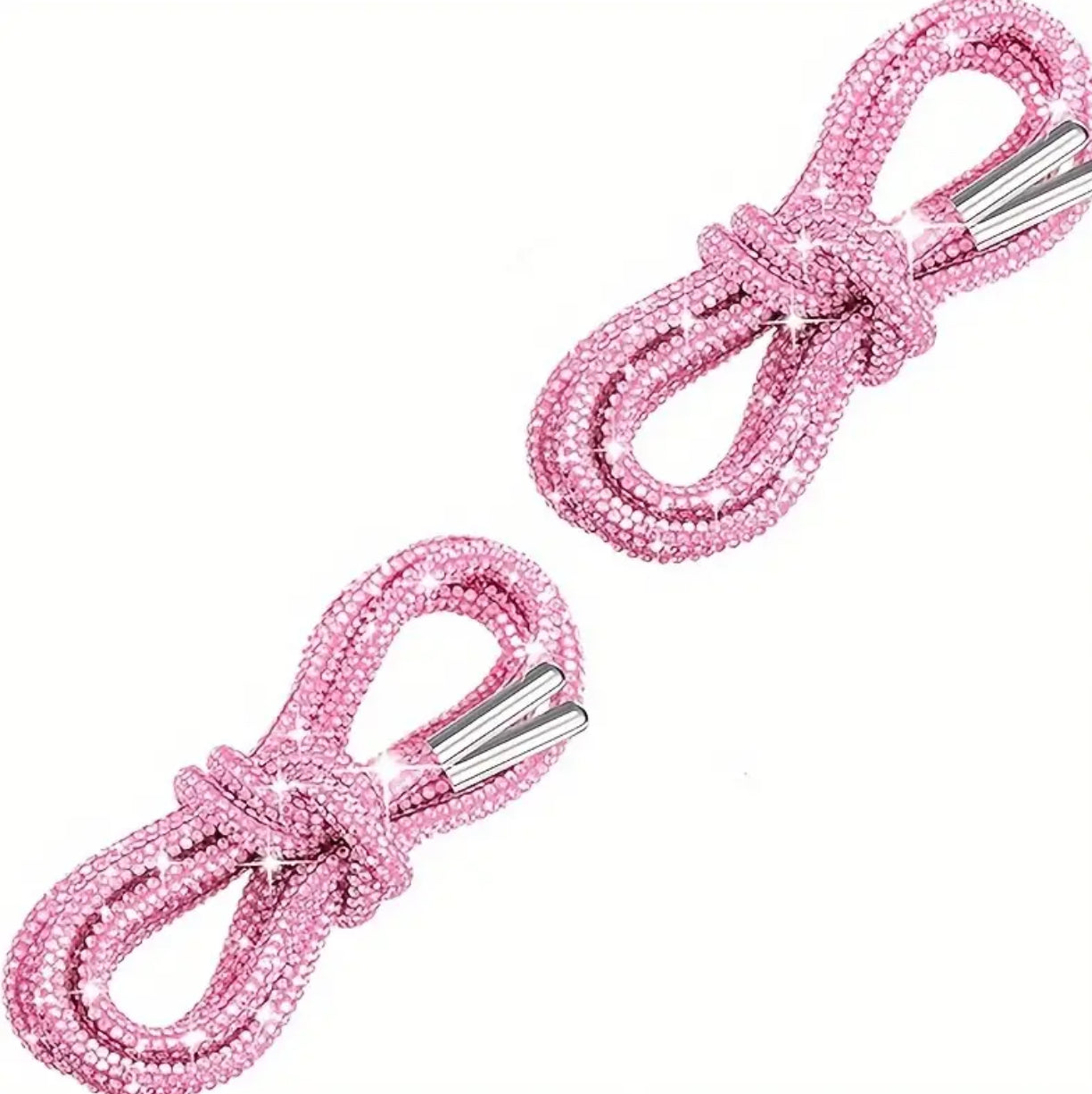 2 pares de elegantes cordones con purpurina, decoración con diamantes de imitación, cordones para zapatos