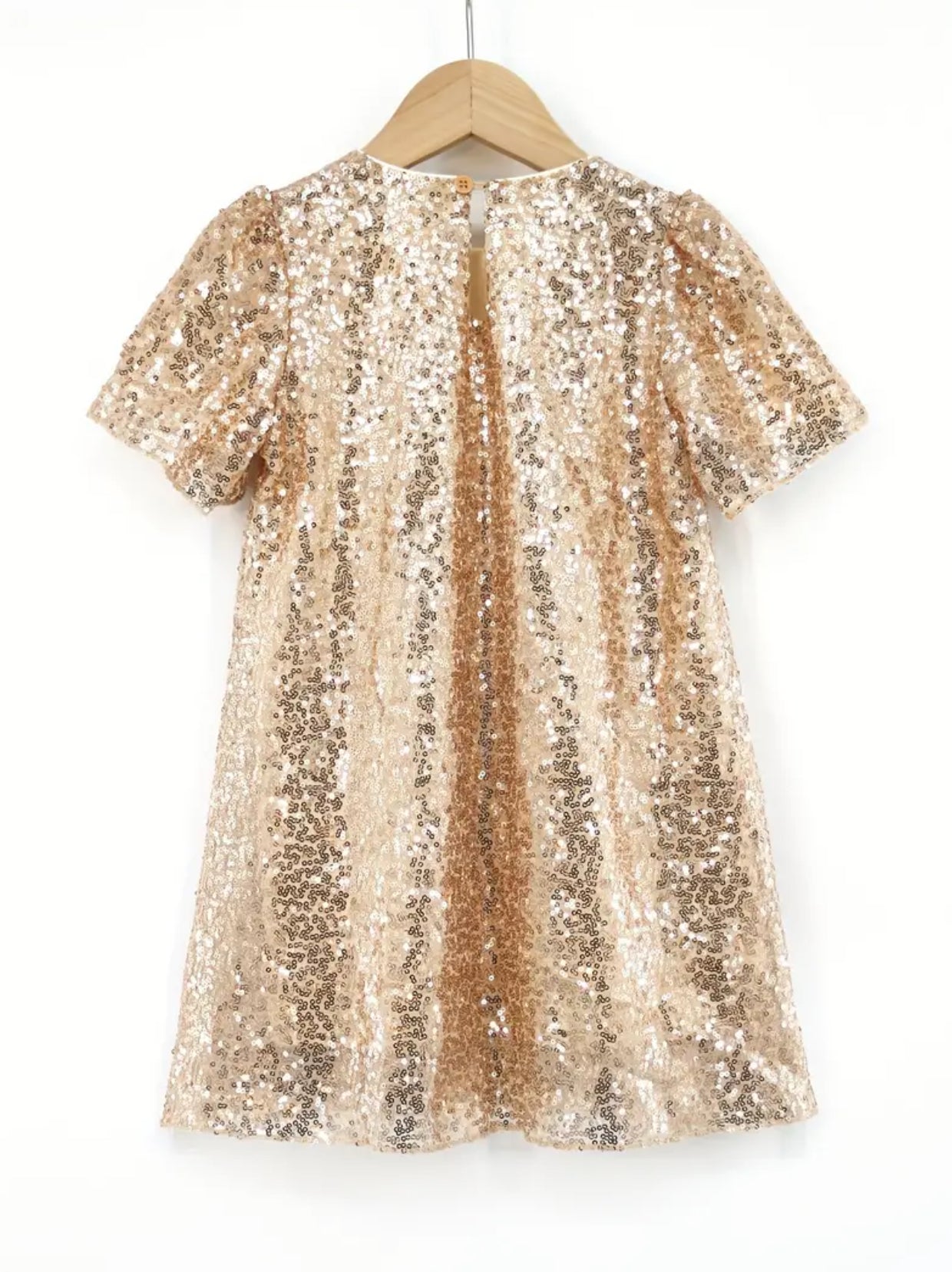 “Golden Bows” Allover Sequins Short Sleeve Dress