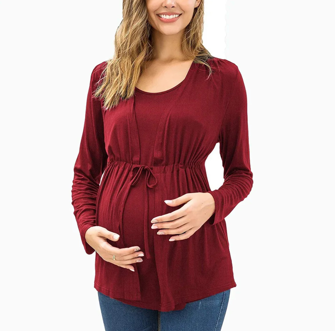 Long Sleeve Round Neck, Lace Up Breastfeeding Top