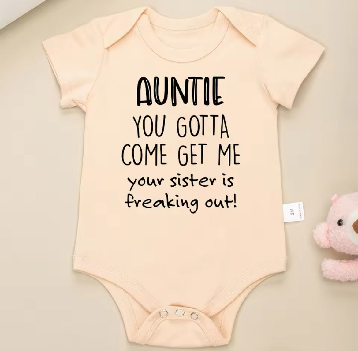 “Auntie, Come Get Me” Baby Onesie