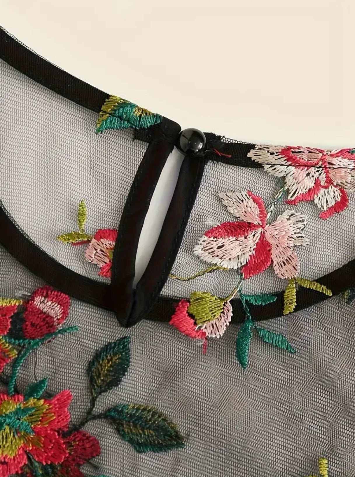 Floral Embroidery Crew Neck T-Shirt, Elegant Short Sleeve Slim Crop