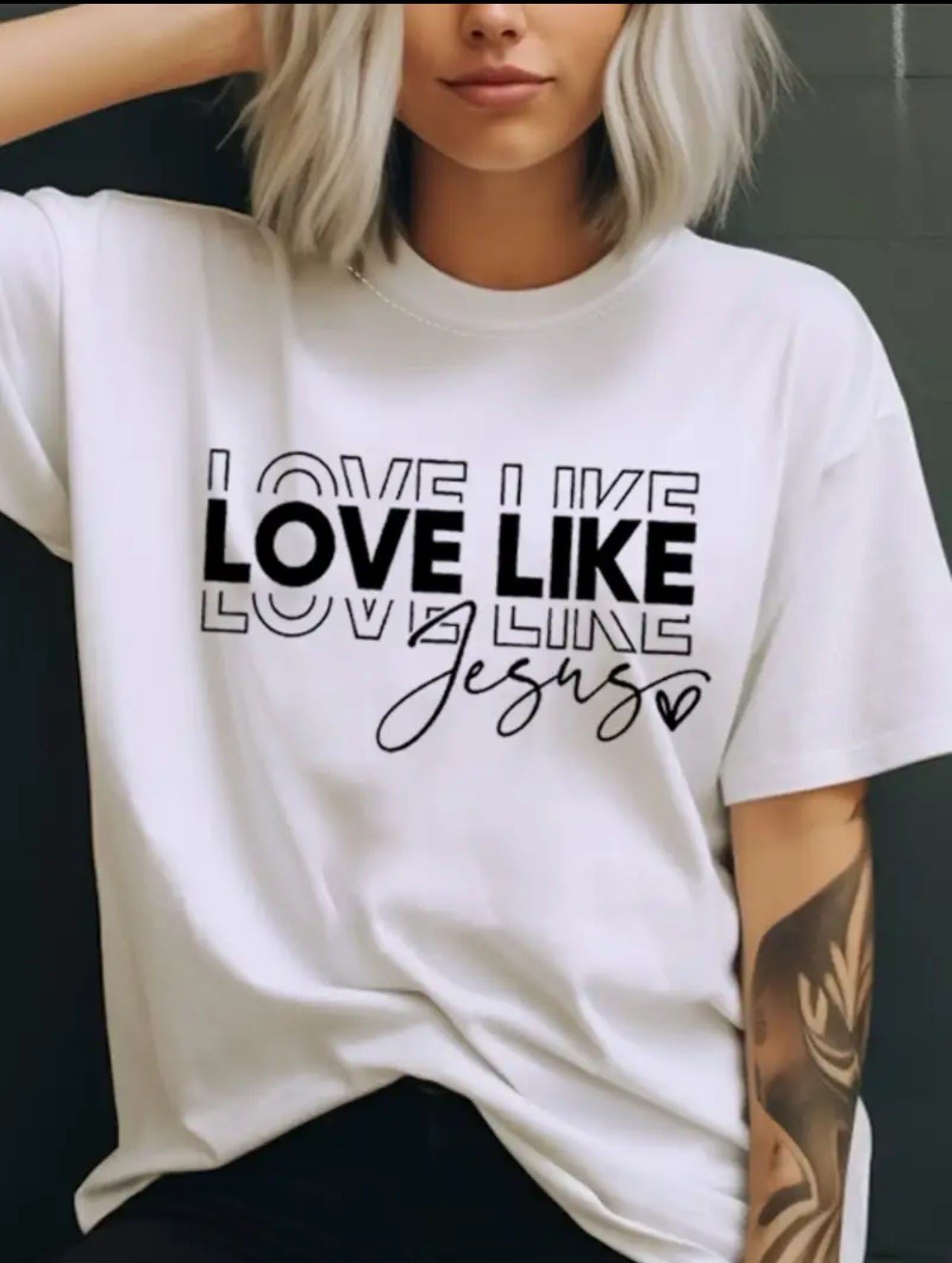 Love Like Jesus, Casual Short Sleeve Crew Neck Top Posh 💋 Collection