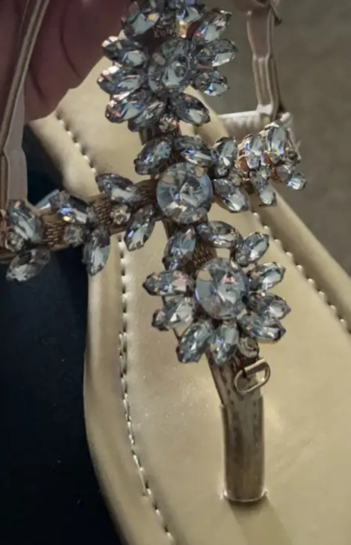 Sandalias con tiras en el tobillo y diamantes de imitación para mujer “Cleopatra”