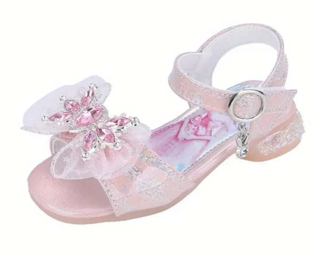 Low, Shiny Bowknot Open Toe Sandals For Girls 🌸