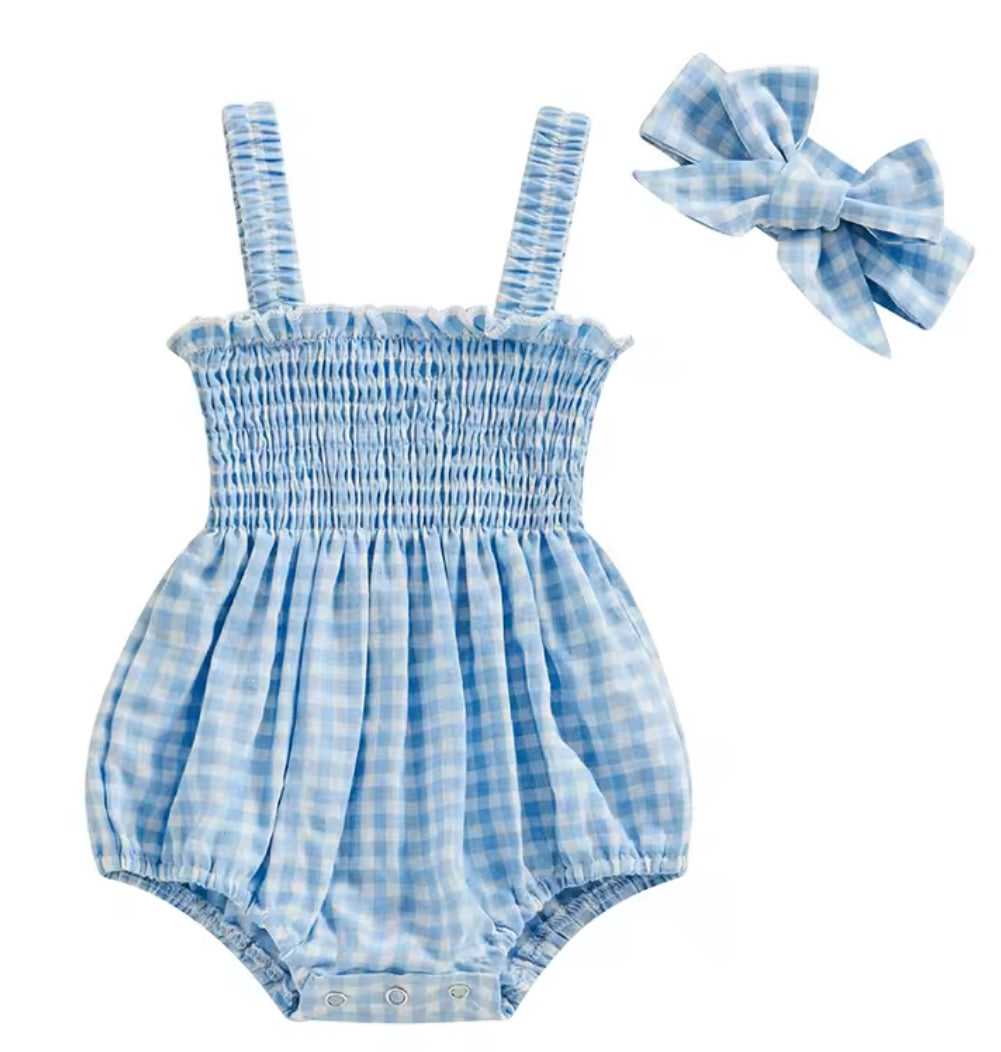 Baby Girl Ruched One-Piece with Headband