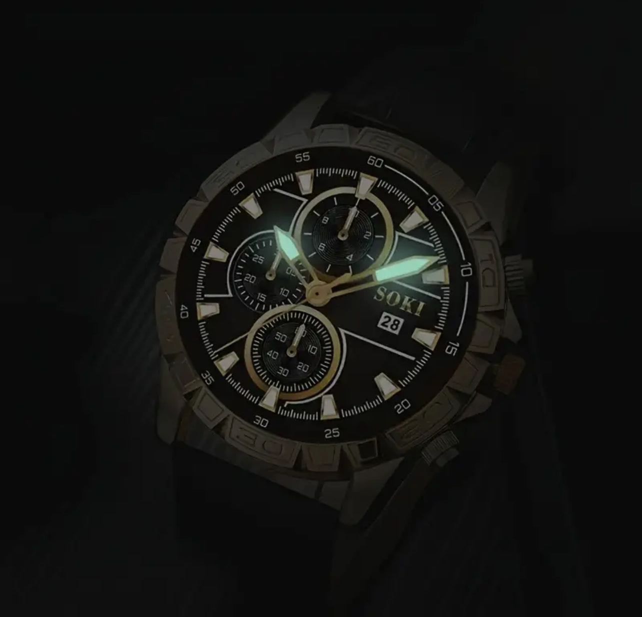 Noir King, 1 reloj de cuarzo luminoso con calendario para hombre y 2 pulseras (juego de relojes) Colección Sugar Daddy 🎩