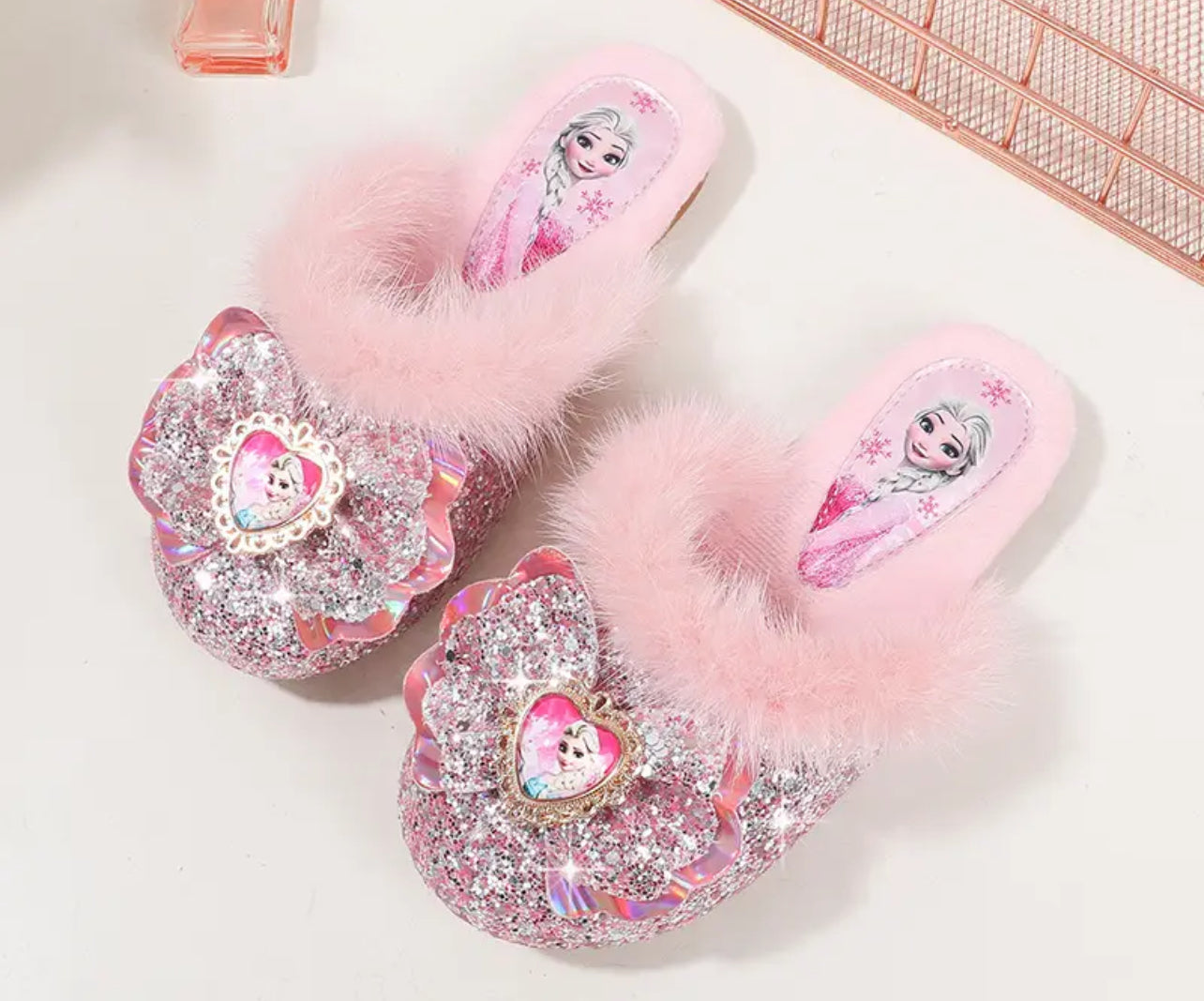 Pantuflas de moda para el hogar de la princesa Elsa para niños